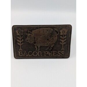Vintage 1978 Taylor & NG Pig Bacon Press Cast Iron Meat Weight Wood Handle